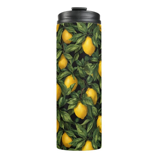 Vibrant Lemon Citrus Tree Pattern Thermosbecher (Vorderseite)