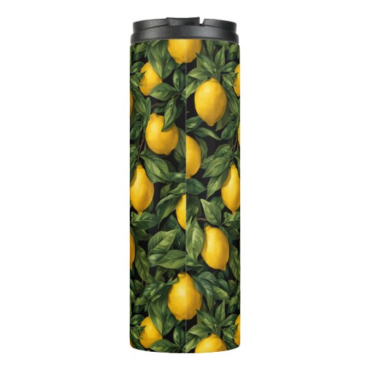 Vibrant Lemon Citrus Tree Pattern Thermosbecher (Rückseite)