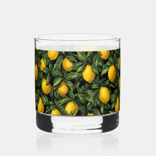 Vibrant Lemon Citrus Tree Pattern Whiskyglas (Vorderseite)