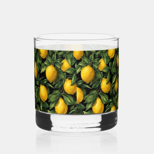 Vibrant Lemon Citrus Tree Pattern Whiskyglas (Links)