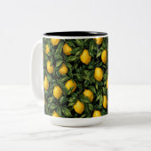 Vibrant Lemon Citrus Tree Pattern Zweifarbige Tasse (Vorderseite Links)