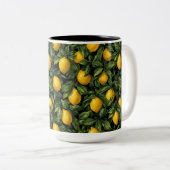 Vibrant Lemon Citrus Tree Pattern Zweifarbige Tasse (VorderseiteRechts)