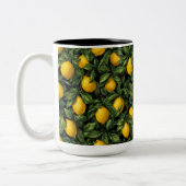 Vibrant Lemon Citrus Tree Pattern Zweifarbige Tasse (Links)
