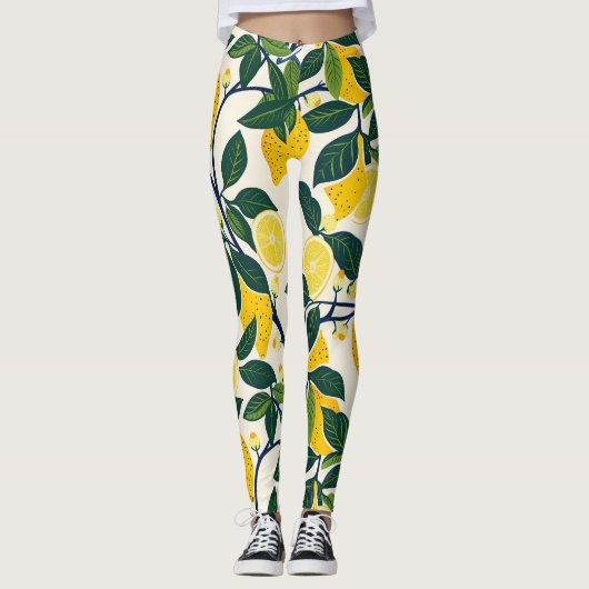 Vibrant Lemon Grove Leggings (Vorderseite)