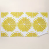 Vibrant Lemon Slice Pattern Summer Beach Towel Strandtuch (Vorderseite)