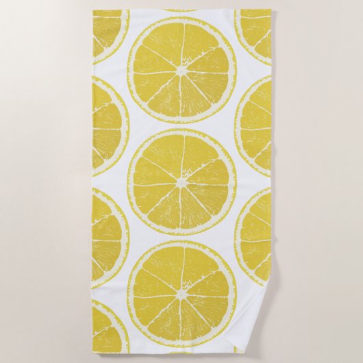 Vibrant Lemon Slice Pattern Summer Beach Towel Strandtuch (Vorderseite)