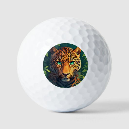 Vibrant Leopard Portrait With Emerald Eyes Golfball (Vorderseite)