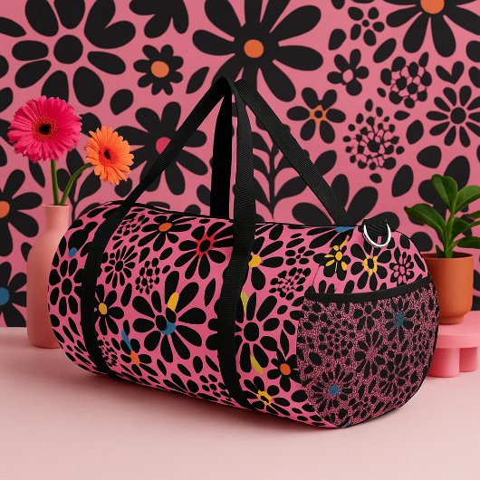 Vibrant Leopard Print Inspired Floral Pattern  Duffle Bag