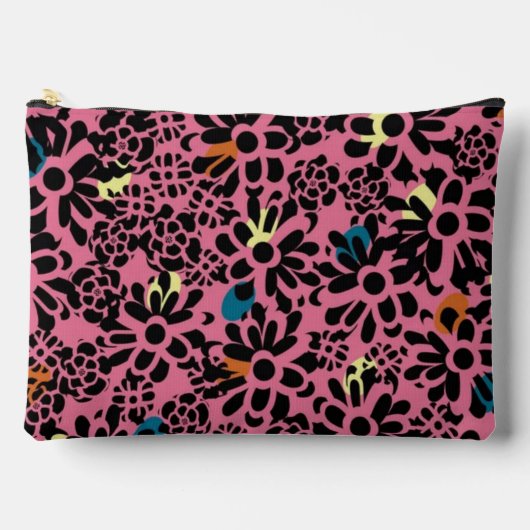 Vibrant Leopard Print Inspired Floral Pattern Zubehörtasche (Vorderseite)