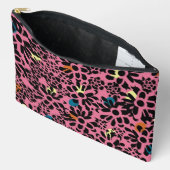 Vibrant Leopard Print Inspired Floral Pattern Zubehörtasche (Offen)