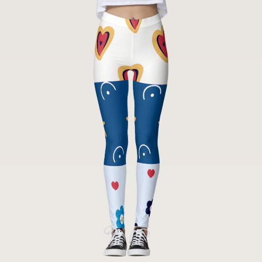 Vibrant "Less Is More" Abstract Graphic Leggings (Vorderseite)
