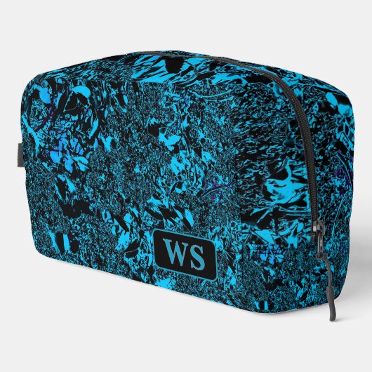 Vibrant Light Blue Monogram Toiletry Bag Waschbeutel (Rechte Ecke)