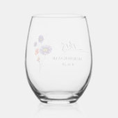 Vibrant Lila Orange Wildblumen Mrs. Weinglas Ohne Stiel (Rückseite)