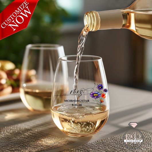 Vibrant Lila Orange Wildblumen Mrs. Weinglas Ohne Stiel