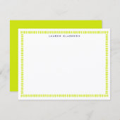 Vibrant Lime Hand Painted Striped Frame Note Card Einladung (Vorne/Hinten)