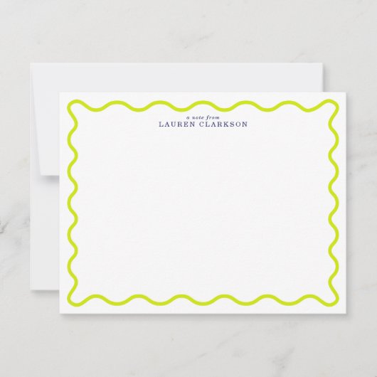Vibrant Lime Wavy Frame Note Card Einladung (Vorderseite)