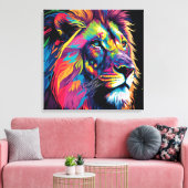 Vibrant lion painting leinwanddruck (Insitu (Wohnzimmer))