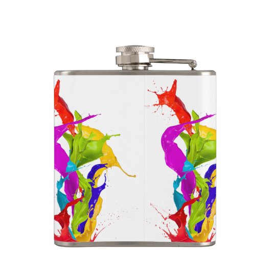 Vibrant Liquid Explosion: Abstract Paint Splash Flachmann (Rückseite)