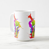 Vibrant Liquid Explosion: Abstract Paint Splash Kaffeetasse (Vorderseite Links)