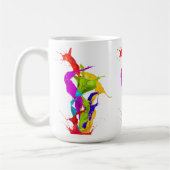 Vibrant Liquid Explosion: Abstract Paint Splash Kaffeetasse (Links)