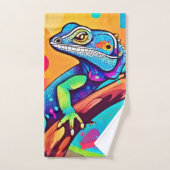 Vibrant Lizard Artwork Badhandtuch Set (Handtuch)