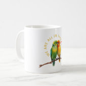 Vibrant Lovebirds & Hearts Watercolor Illustration Kaffeetasse (Vorderseite Links)