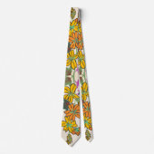 Vibrant Magenta & Orange Art Deco Flower Art Krawatte (Vorderseite)