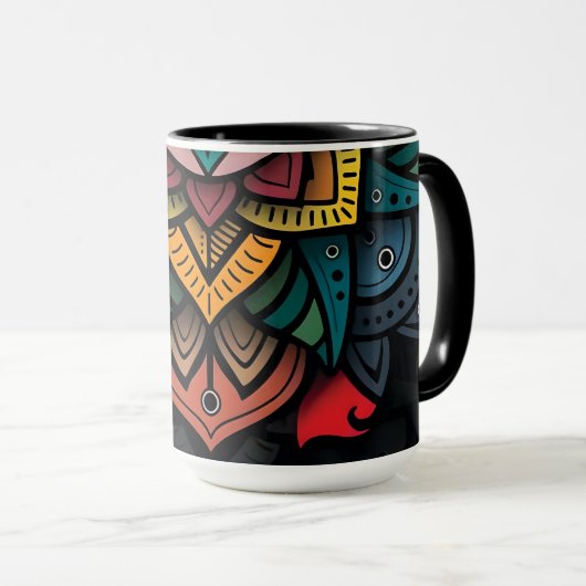 Vibrant Mandala Design Tasse (VorderseiteRechts)