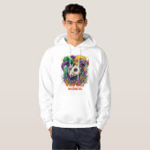Vibrant Mardi Gras possum in jester mask and beads Hoodie (Vorne ganz)