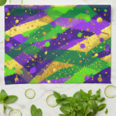Vibrant Mardi Gras Purple Green Gold Cool Stripes  Geschirrtuch (Gefaltet)