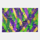 Vibrant Mardi Gras Purple Green Gold Cool Stripes  Geschirrtuch (Horizontal)