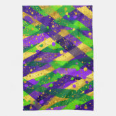 Vibrant Mardi Gras Purple Green Gold Cool Stripes  Geschirrtuch (Vertikal)