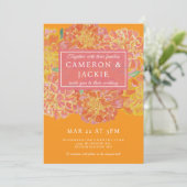 Vibrant Marigold Pink Wedding Invitation Einladung (Stehend Vorderseite)