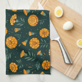 Vibrant Marigolds Pattern Geschirrtuch (Viertel Falte)