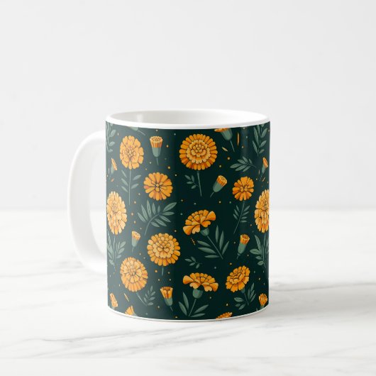 Vibrant Marigolds Pattern Kaffeetasse (Vorderseite Links)