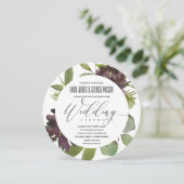 VIBRANT MAROON GREEN BLOOM FOLIAGE BUNCH WEDING EINLADUNG (Stehend Vorderseite)