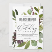 VIBRANT MAROON GREEN BLOOM FOLIAGE BUNCH WEDING EINLADUNG (Vorderseite)