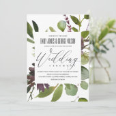 VIBRANT MAROON GREEN BLOOM FOLIAGE BUNCH WEDING EINLADUNG (Stehend Vorderseite)