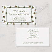Vibrant Martini Olives Bartender Business Card Visitenkarte (Vorne/Hinten)