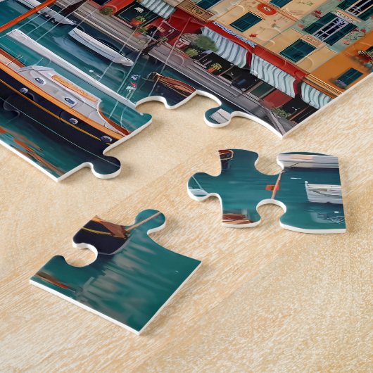 Vibrant Mediterranean Seaside Village Puzzle (Seite)