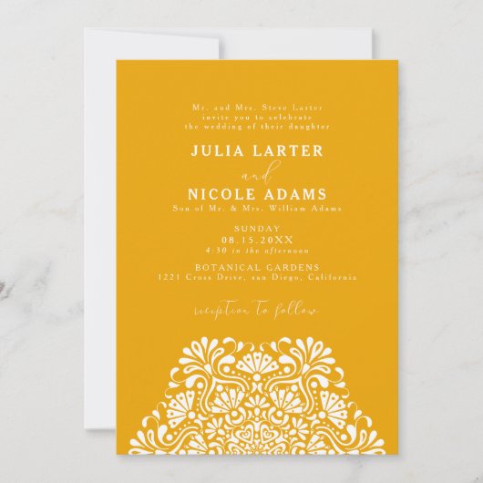 Vibrant Mexican Fiesta Rainbow Mandala Wedding Einladung (Vorderseite)