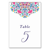 Vibrant Mexican Fiesta Style Rainbow Wedding Tischnummer (Vorderseite)