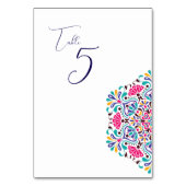 Vibrant Mexican Fiesta Style Rainbow Wedding Tischnummer (Rückseite)