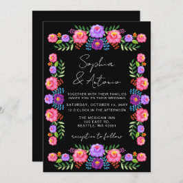 Vibrant Mexican Floral Fiesta Wedding Einladung