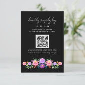 Vibrant Mexican Floral Fiesta Wedding QR code RSVP Karte (Stehend Vorderseite)