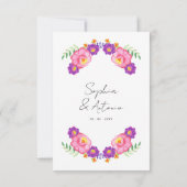Vibrant Mexican Floral Fiesta Wedding RSVP Karte (Rückseite)