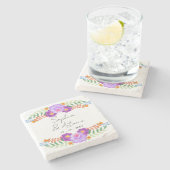 Vibrant Mexican Floral Fiesta Wedding Steinuntersetzer (Seitenansicht)