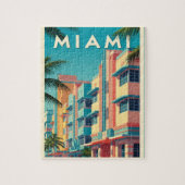 Vibrant Miami buildings with palm trees Puzzle (Vertikal)