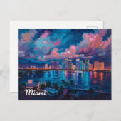 Vibrant Miami Skyline at Dusk Postkarte (Vorne/Hinten)