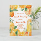 Vibrant Mimosa Brunch & Bubbly Invitation Einladung (Stehend Vorderseite)